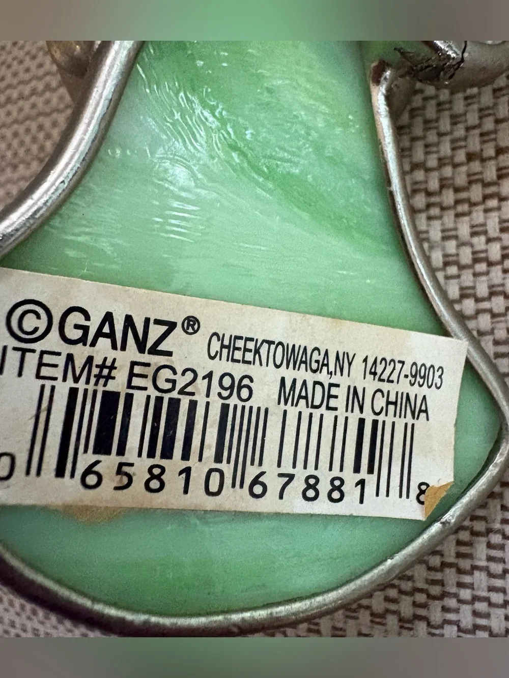 Ganz Green glass angel ornament with silver cross get well gift religious heal